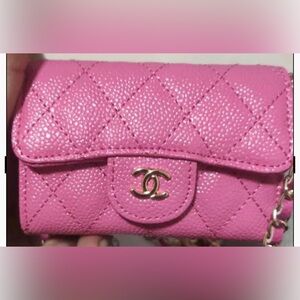 CHANEL Vibrant Pink Quilted Leather Wallet